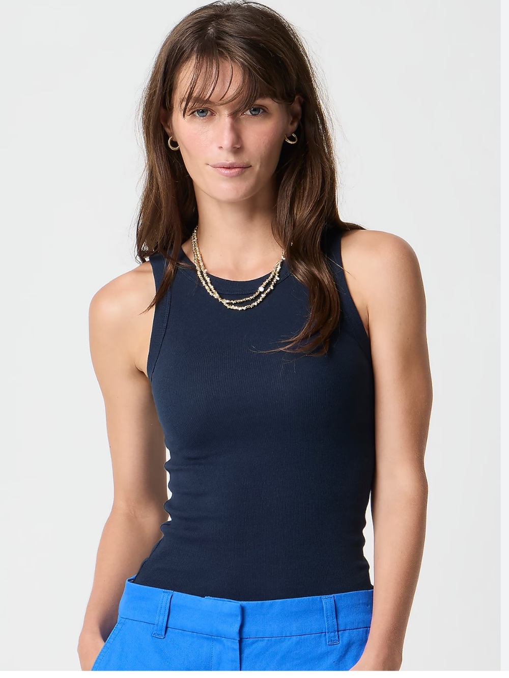 J. Crew Factory Navy Ribbed High-Neck Tank